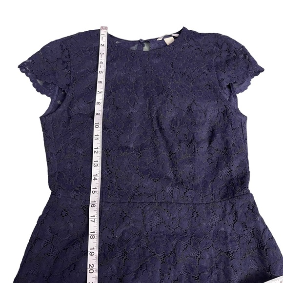 New!! H&M Short Sleeve Lace Midi Dark Blue Dress Size 6 - Picture 7 of 13